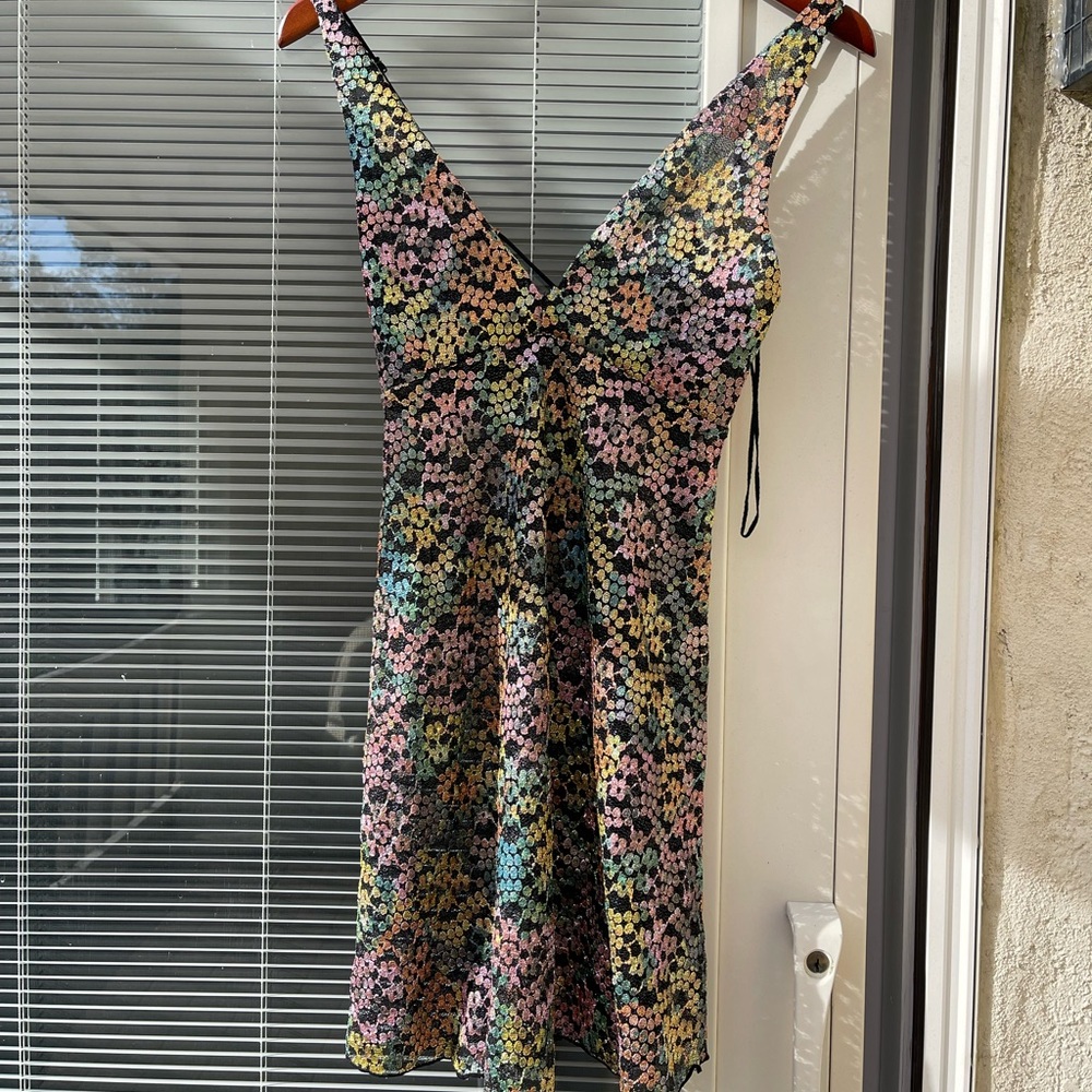 Sheer Black and Multicolored Dress